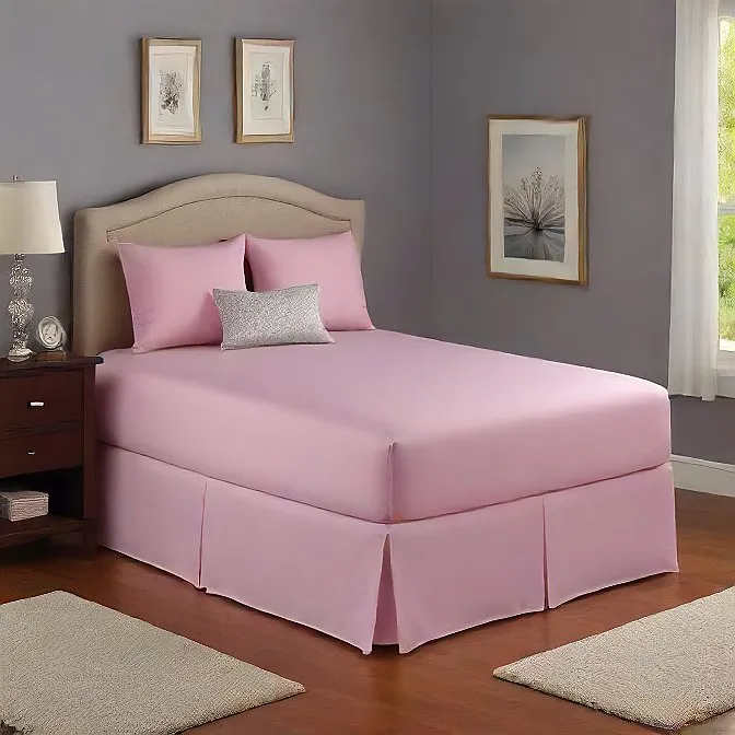 19 Inch Drop Bed Skirt Blush Pink Egyptian Cotton 1000TC