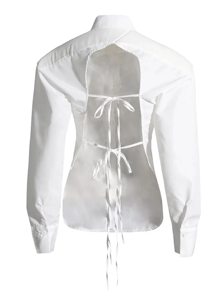 Aurora Backless Lapel Chic Blouse