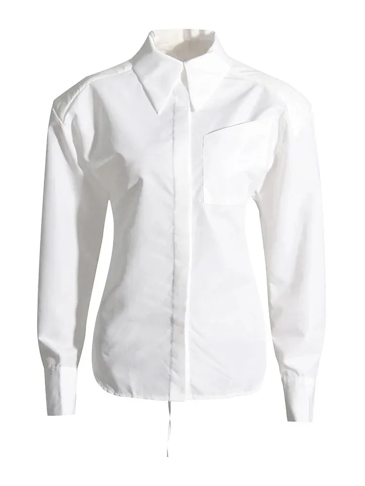 Aurora Backless Lapel Chic Blouse