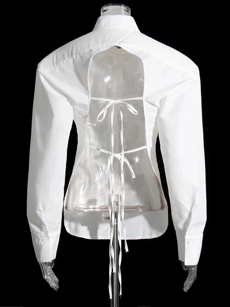 Aurora Backless Lapel Chic Blouse