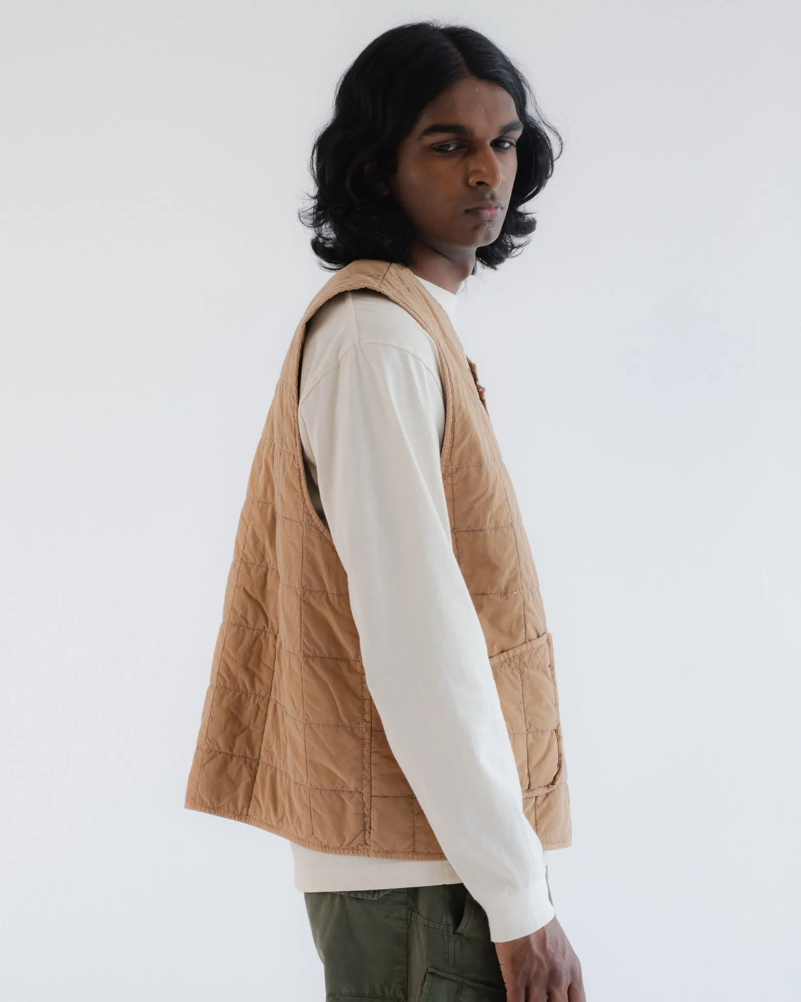 Battery Vest Cotton Quilt Almond