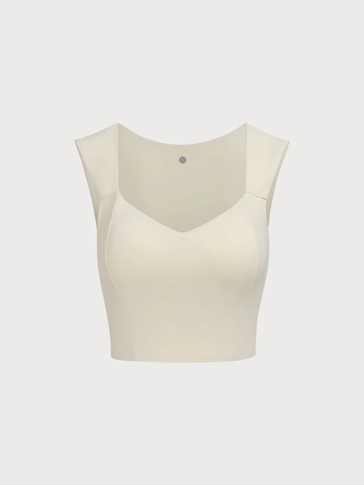 Beige V-Neck Tank Top--Light Support