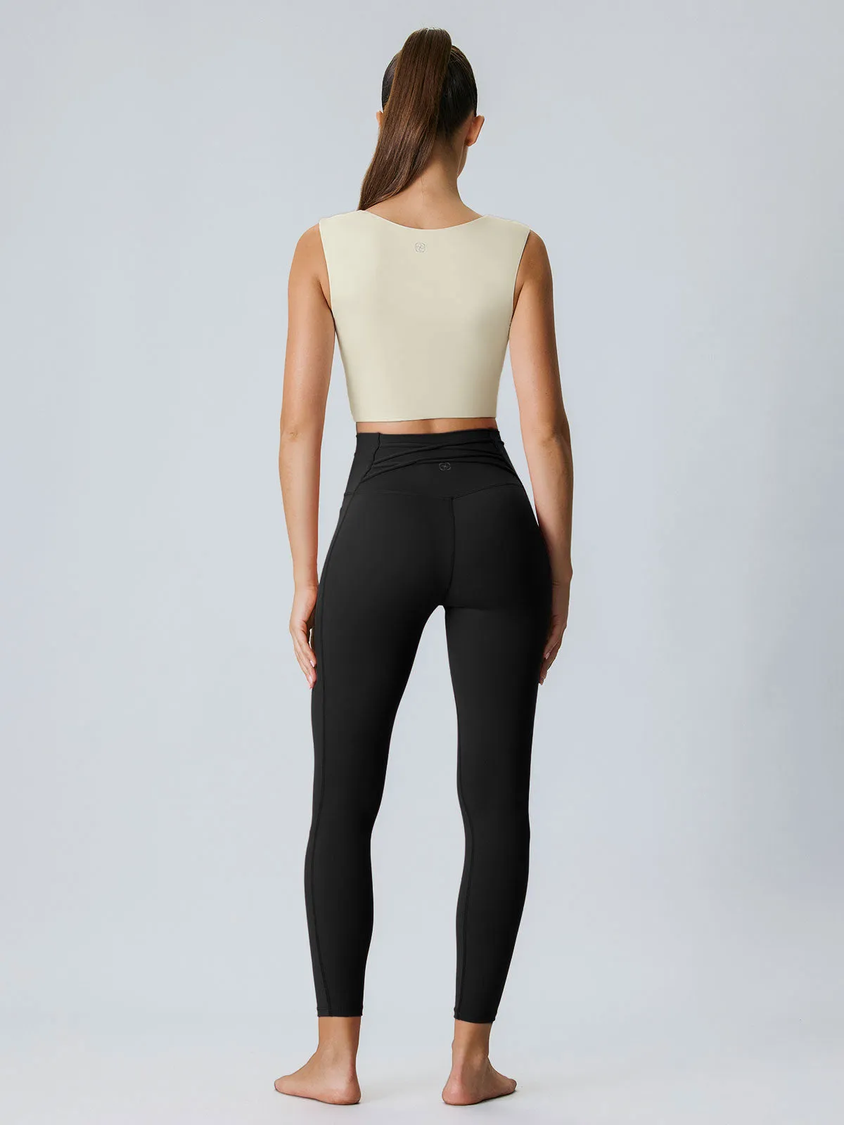 Beige V-Neck Tank Top--Light Support