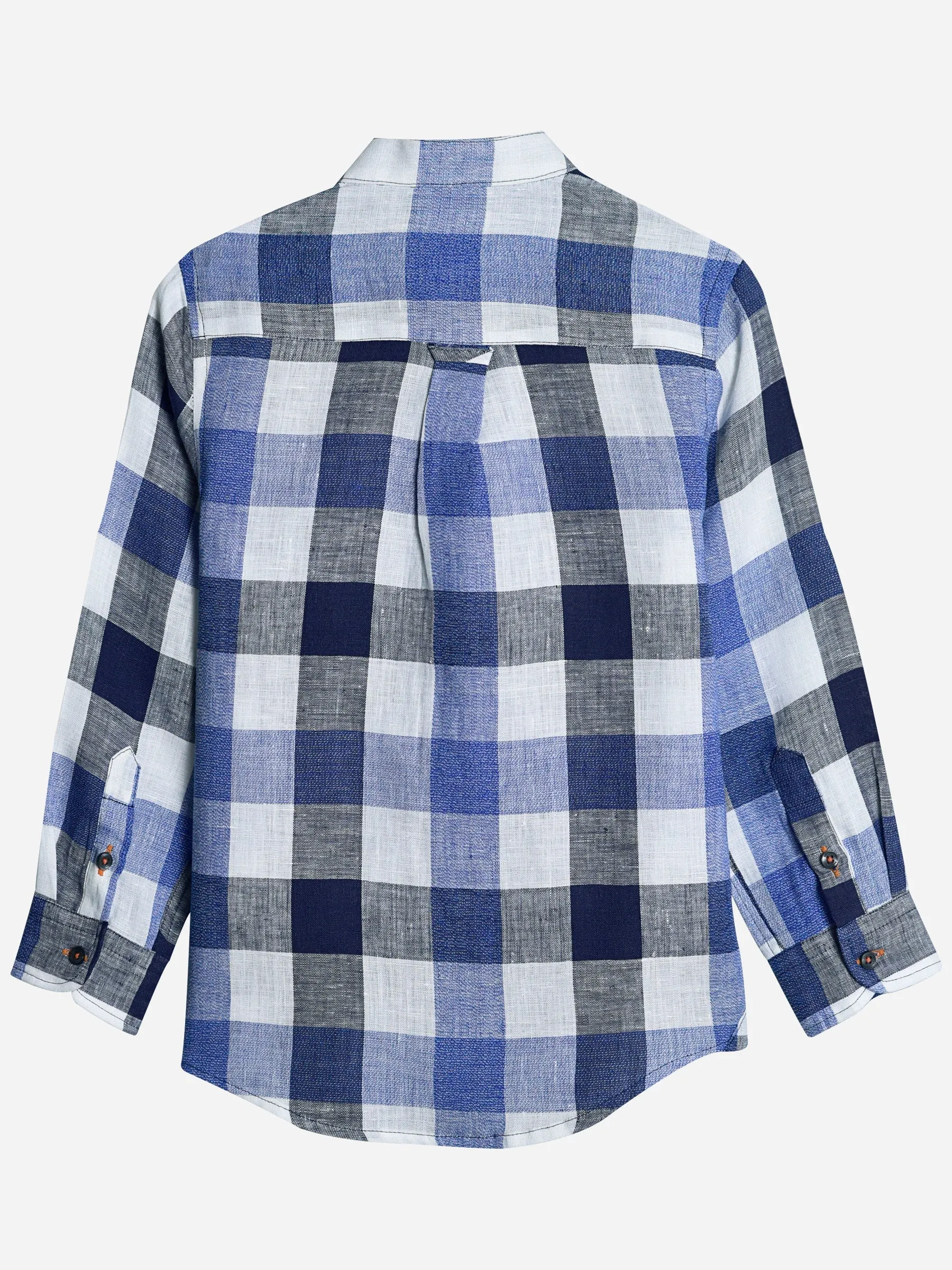 Blue Linen Mao Collar Casual Shirt