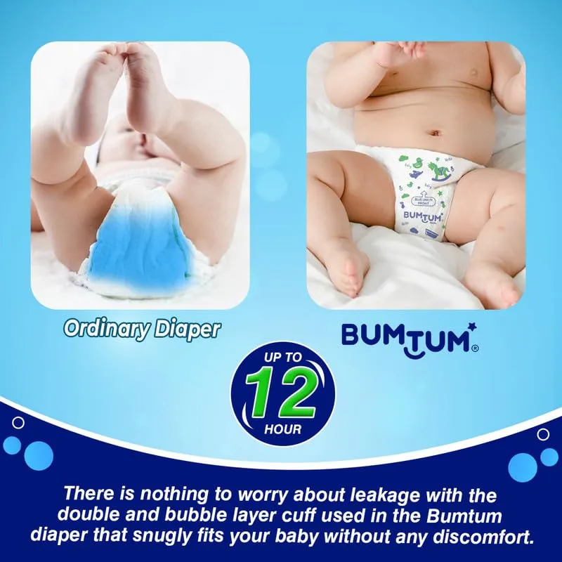 Bumtum Baby Diaper Pants, Medium Size, 72 Count, Double Layer Leakage Protection Infused With Aloe Vera, Cottony Soft High Absorb Technology (Pack of 1)