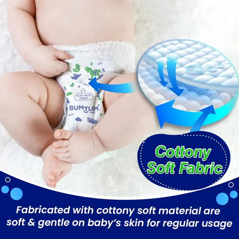 Bumtum Baby Diaper Pants, Medium Size, 72 Count, Double Layer Leakage Protection Infused With Aloe Vera, Cottony Soft High Absorb Technology (Pack of 1)
