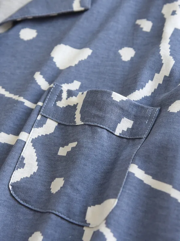 Cartoon Print Cotton Couple Pajamas