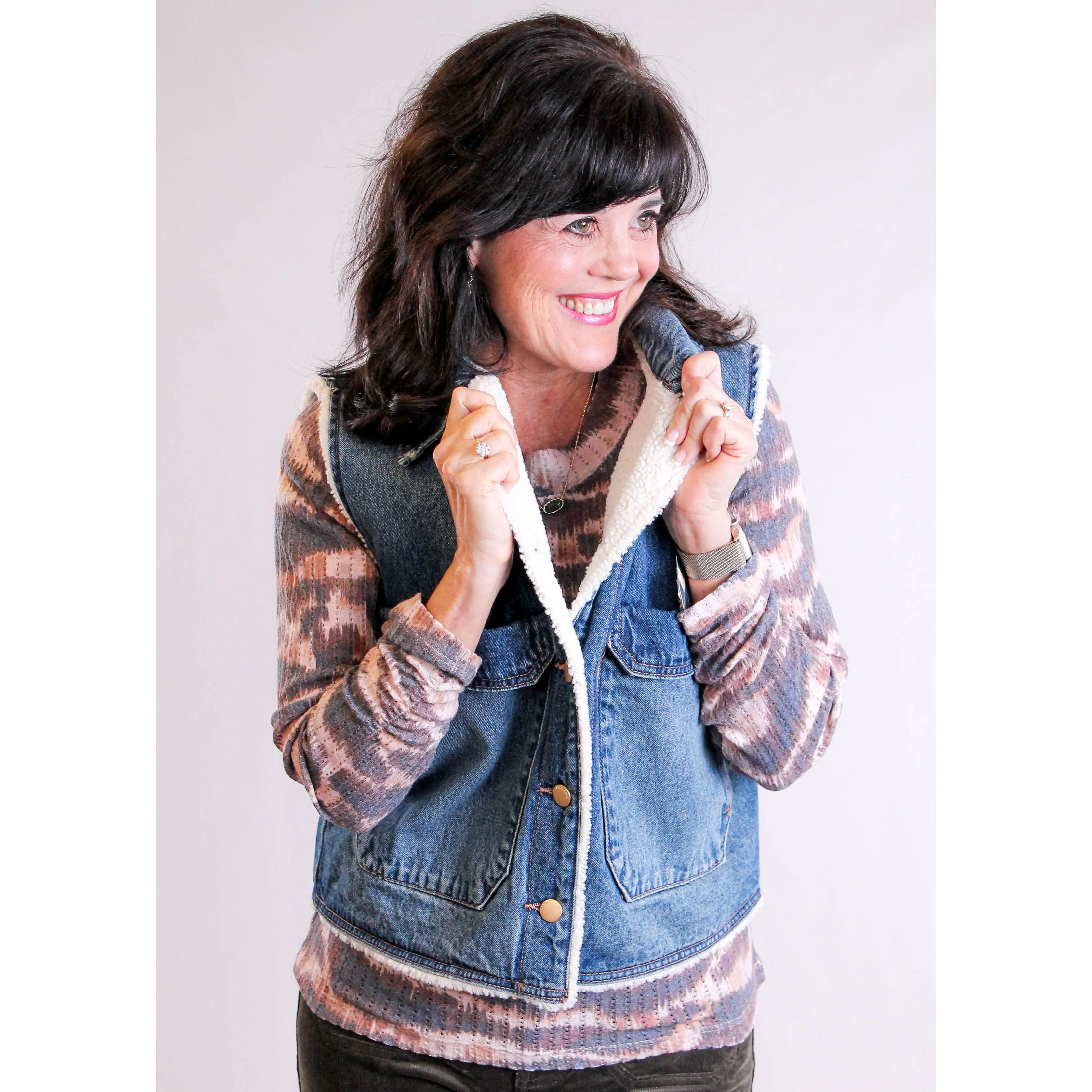 Democracy Denim Vest with Sherpa Lining