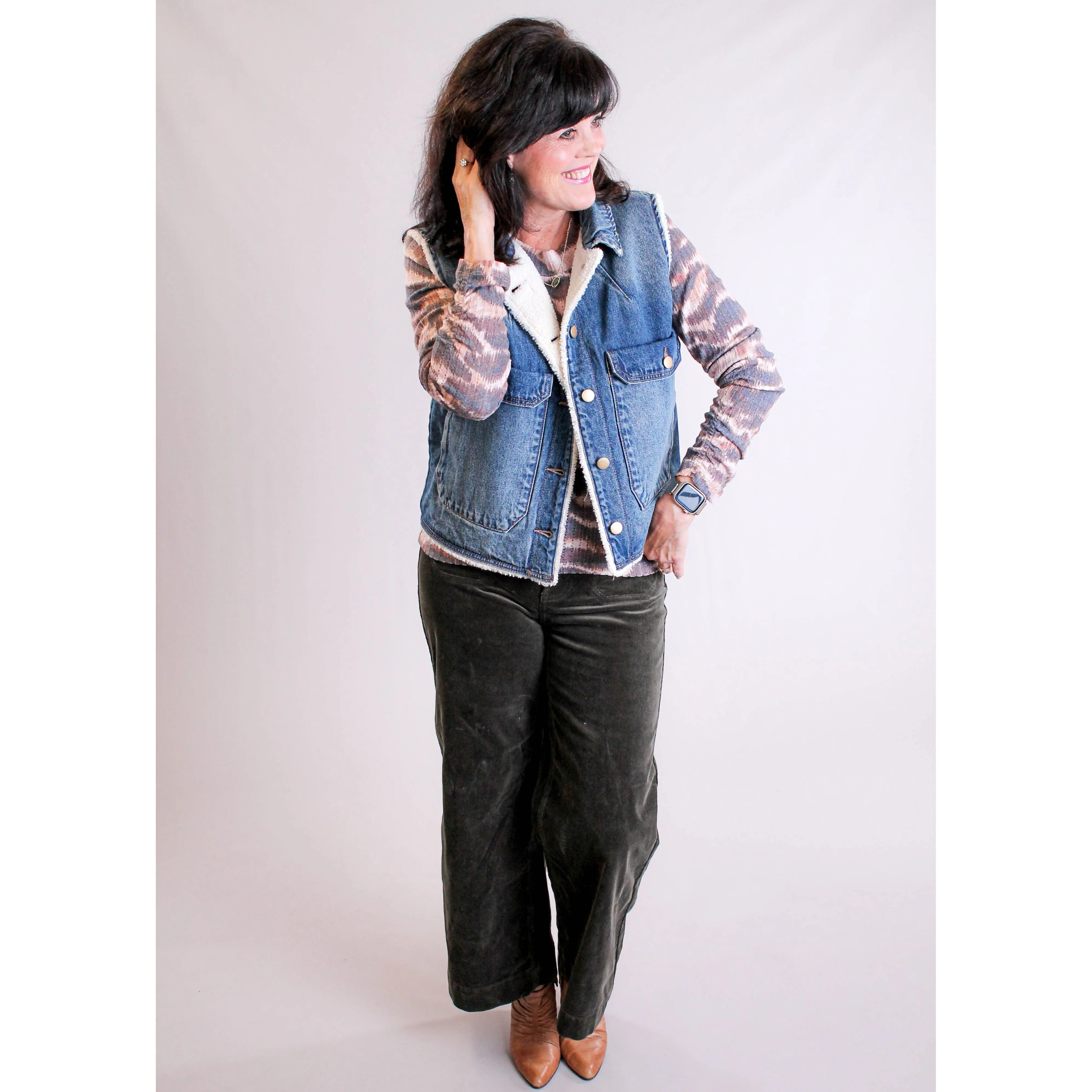 Democracy Denim Vest with Sherpa Lining
