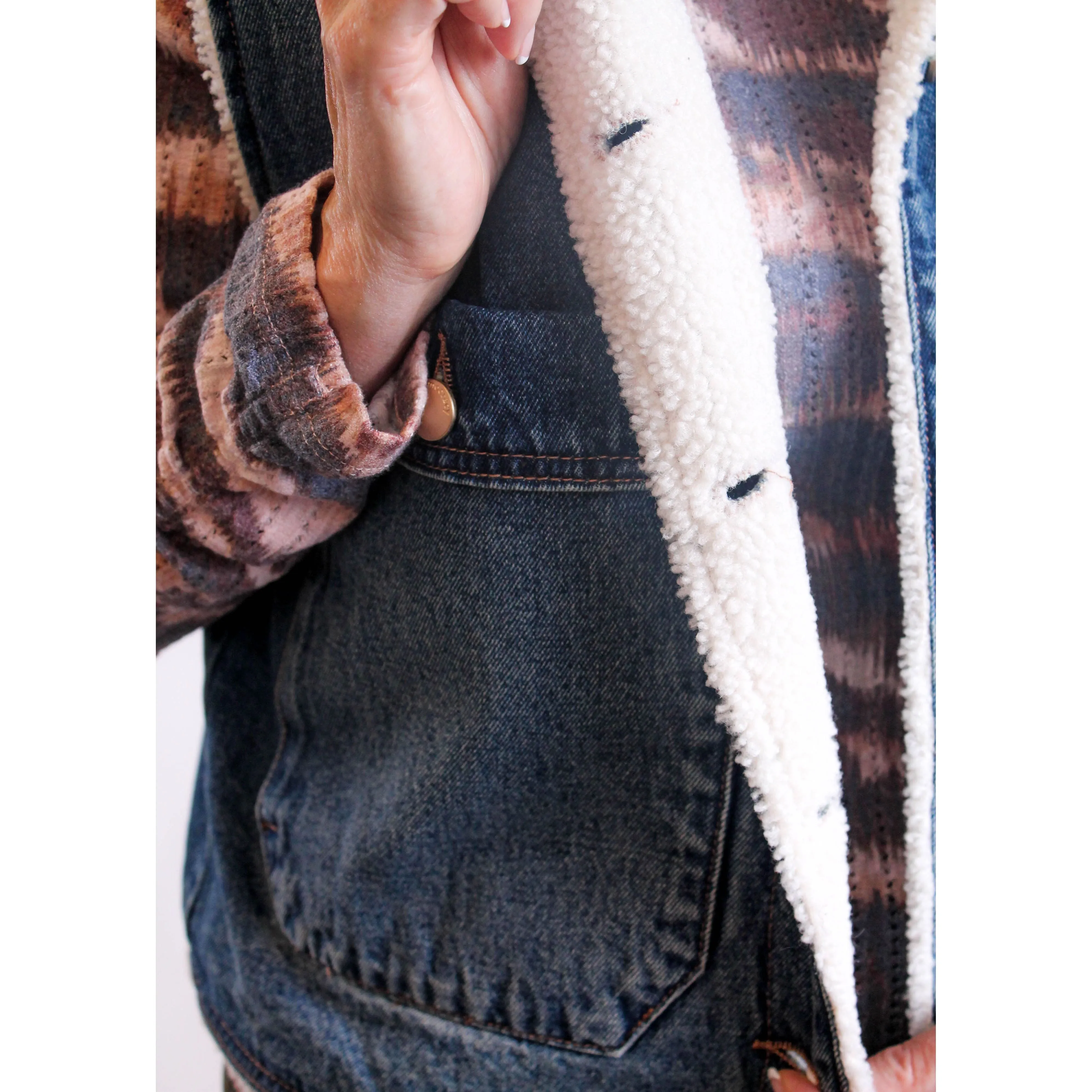 Democracy Denim Vest with Sherpa Lining