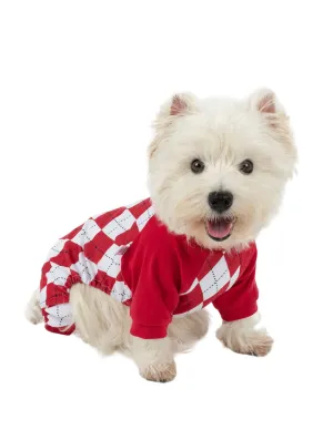 Dog Red & White Argyle Pajamas