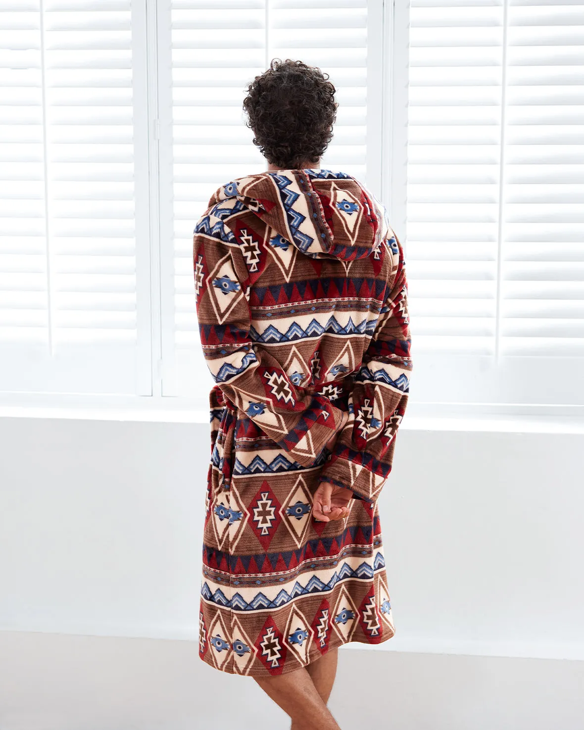 Fleece Aztec Print Dressing Gown