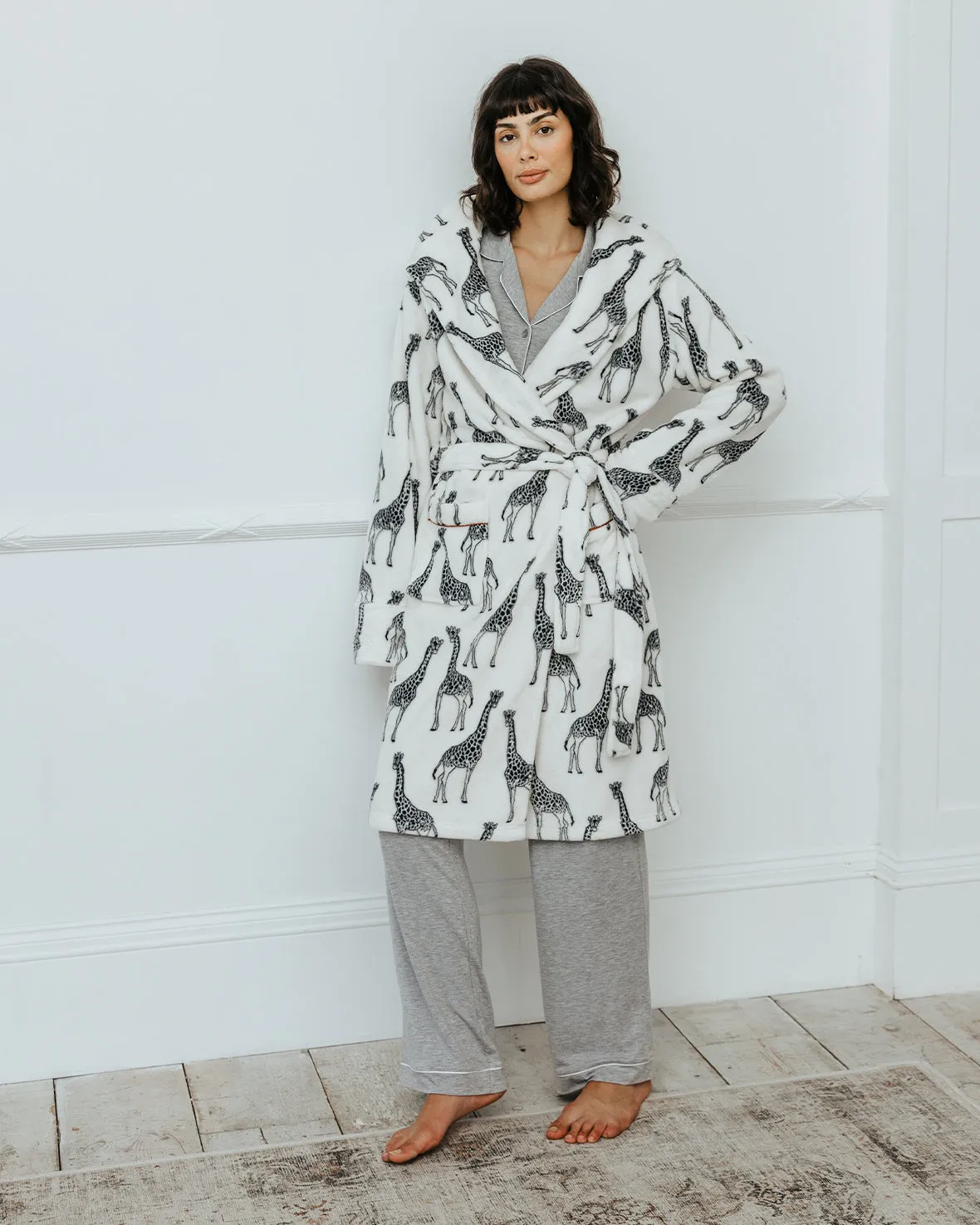 Fleece Giraffe Dressing Gown