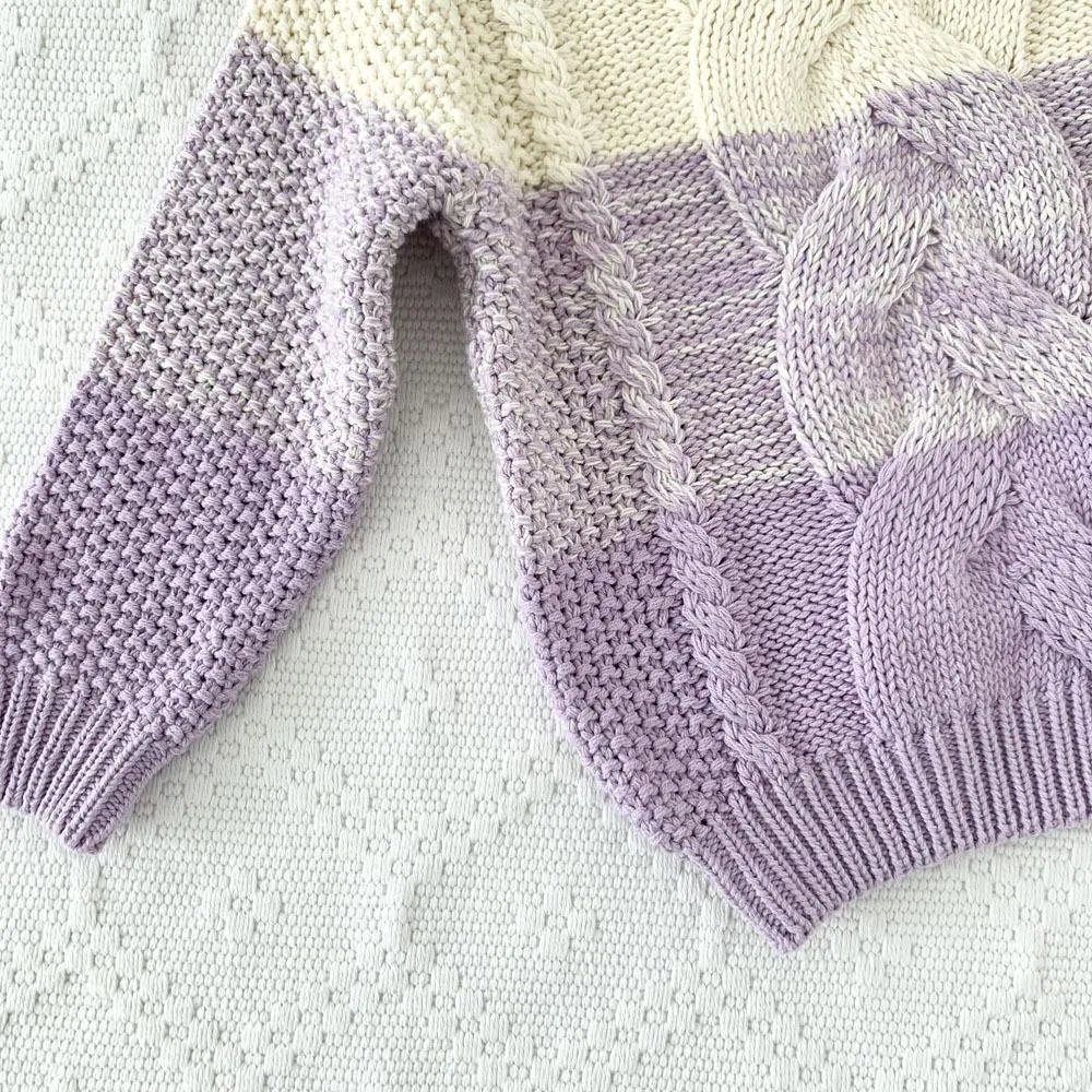 Girls Sweater Thick Twisted Rope Twist Sweater Purple Gradient Wholesale Girls Clothes