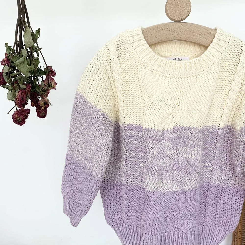 Girls Sweater Thick Twisted Rope Twist Sweater Purple Gradient Wholesale Girls Clothes