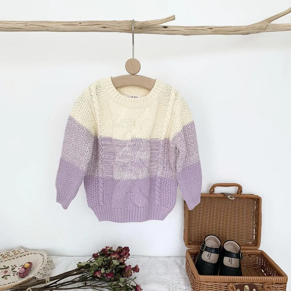 Girls Sweater Thick Twisted Rope Twist Sweater Purple Gradient Wholesale Girls Clothes