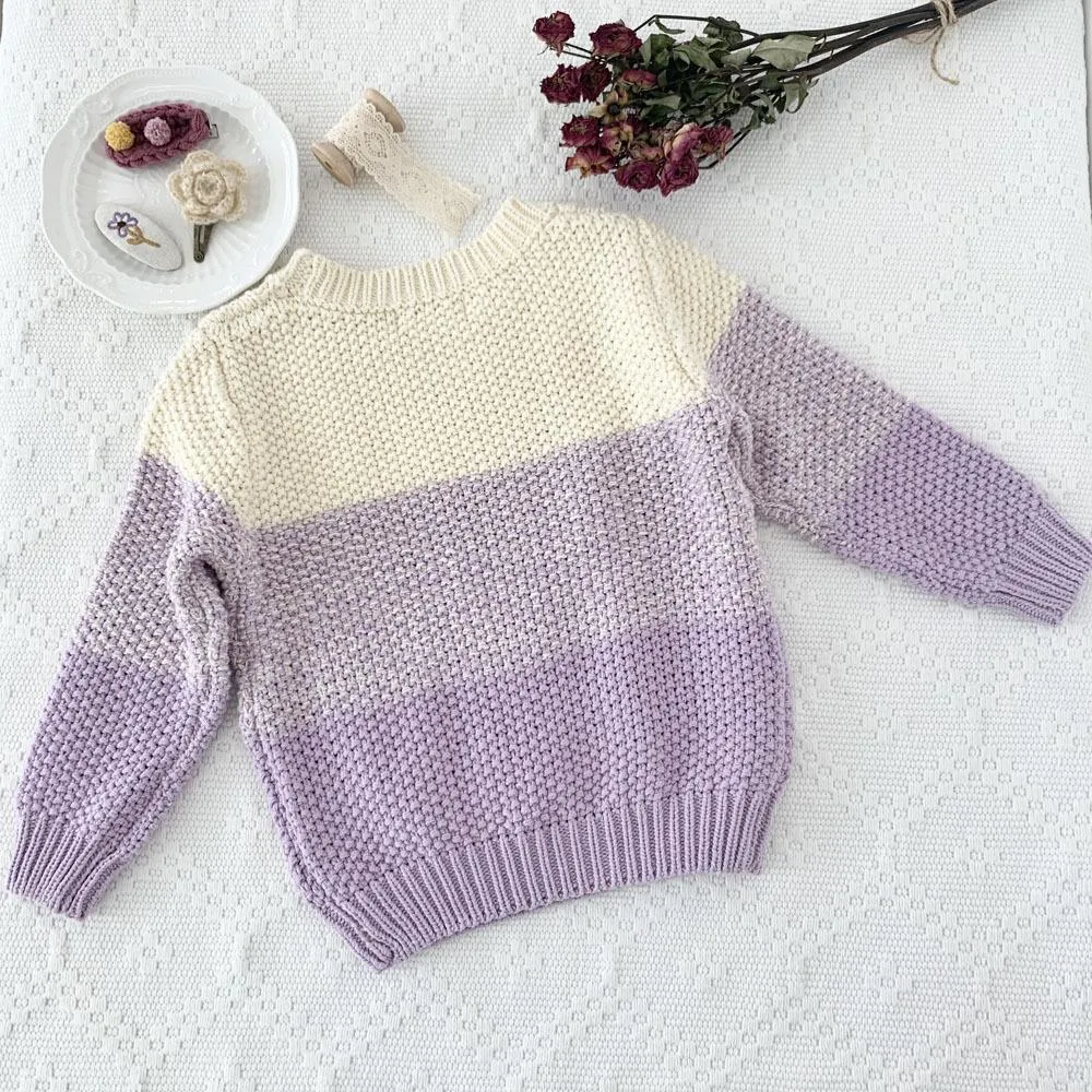 Girls Sweater Thick Twisted Rope Twist Sweater Purple Gradient Wholesale Girls Clothes