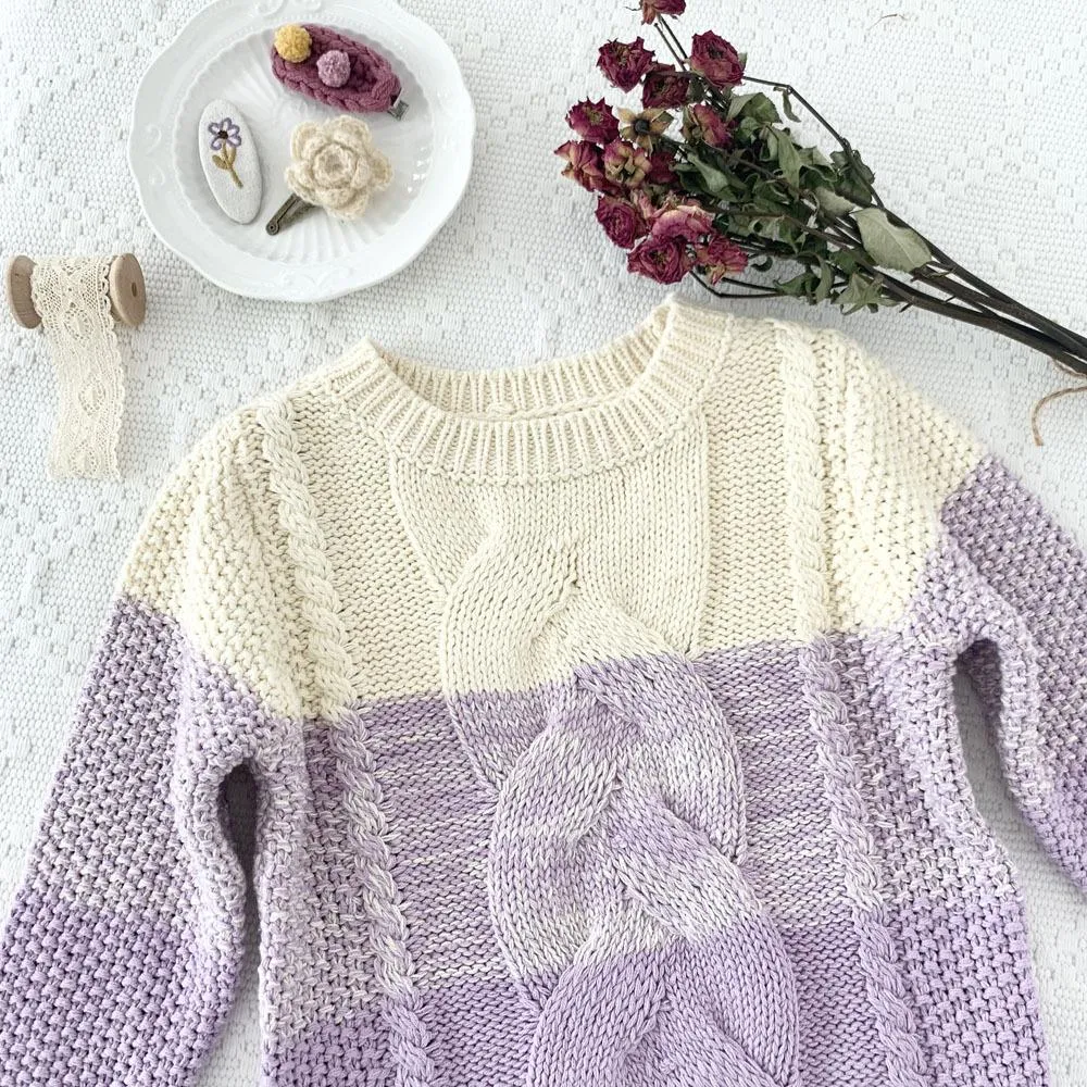 Girls Sweater Thick Twisted Rope Twist Sweater Purple Gradient Wholesale Girls Clothes