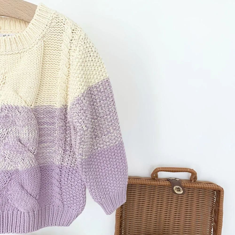 Girls Sweater Thick Twisted Rope Twist Sweater Purple Gradient Wholesale Girls Clothes