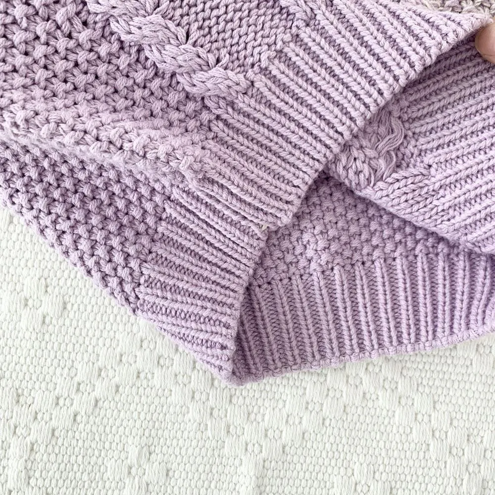 Girls Sweater Thick Twisted Rope Twist Sweater Purple Gradient Wholesale Girls Clothes