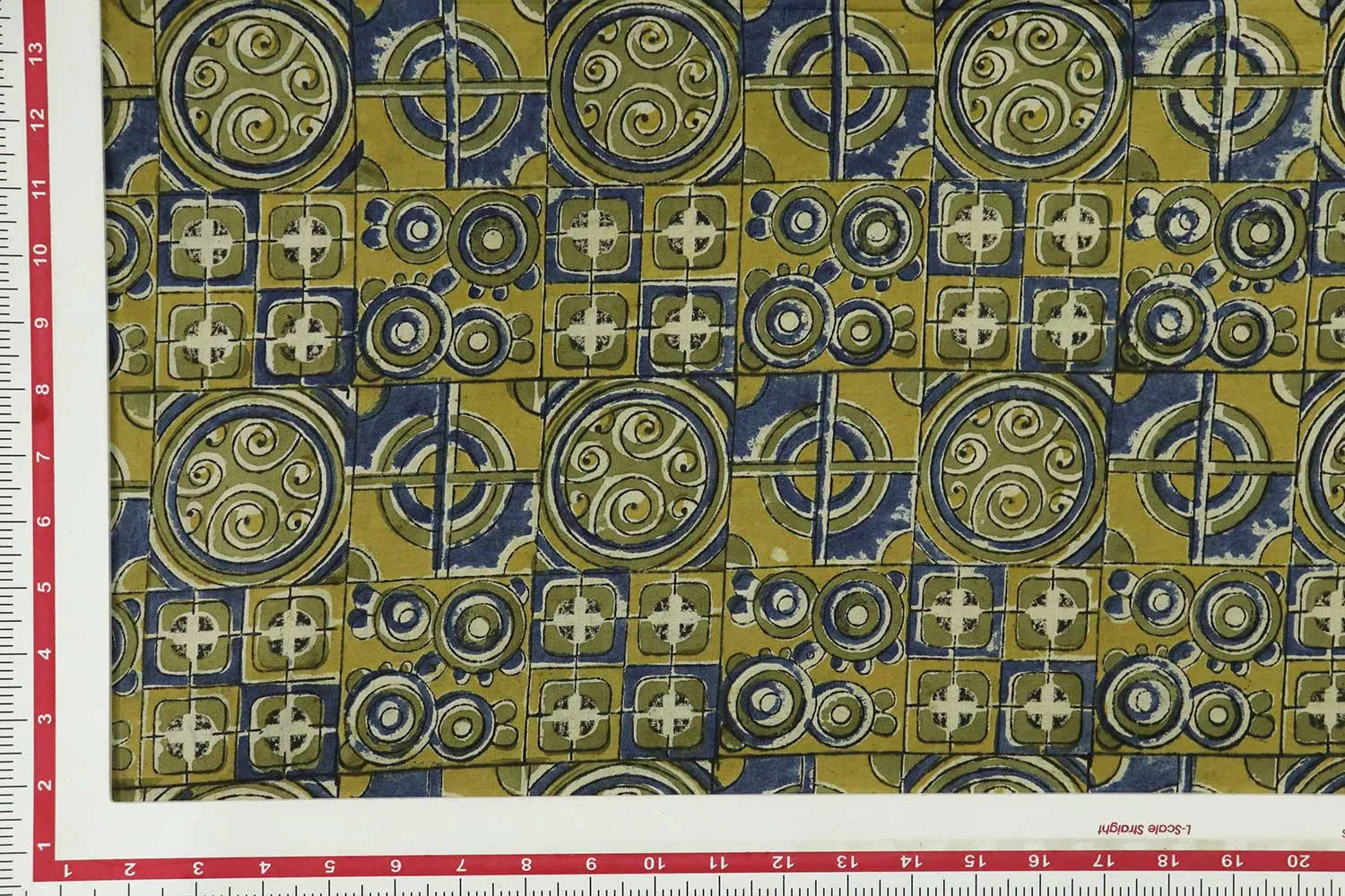 Green & Blue Kalamkari  Cotton Cambric Fabric