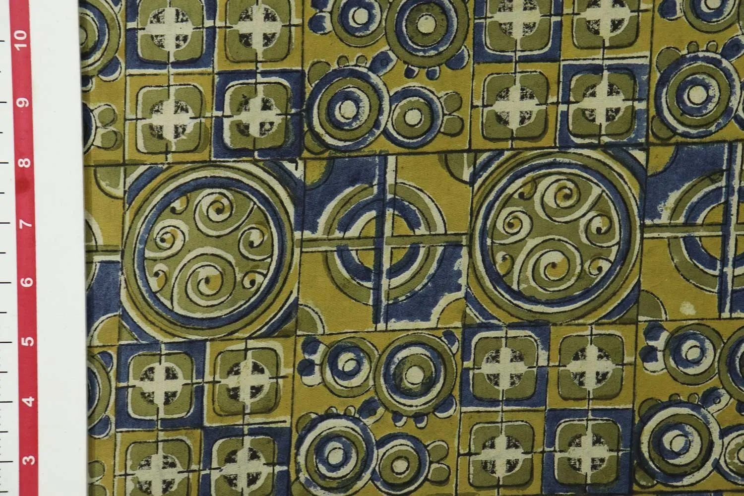 Green & Blue Kalamkari  Cotton Cambric Fabric