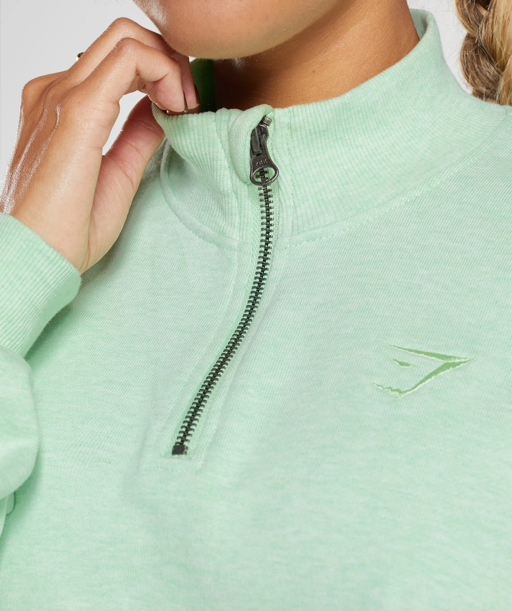 Gymshark Rest Day Sweats 1/2 Zip Pullover - Refreshing Green Marl
