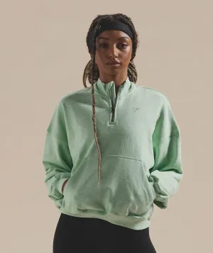 Gymshark Rest Day Sweats 1/2 Zip Pullover - Refreshing Green Marl