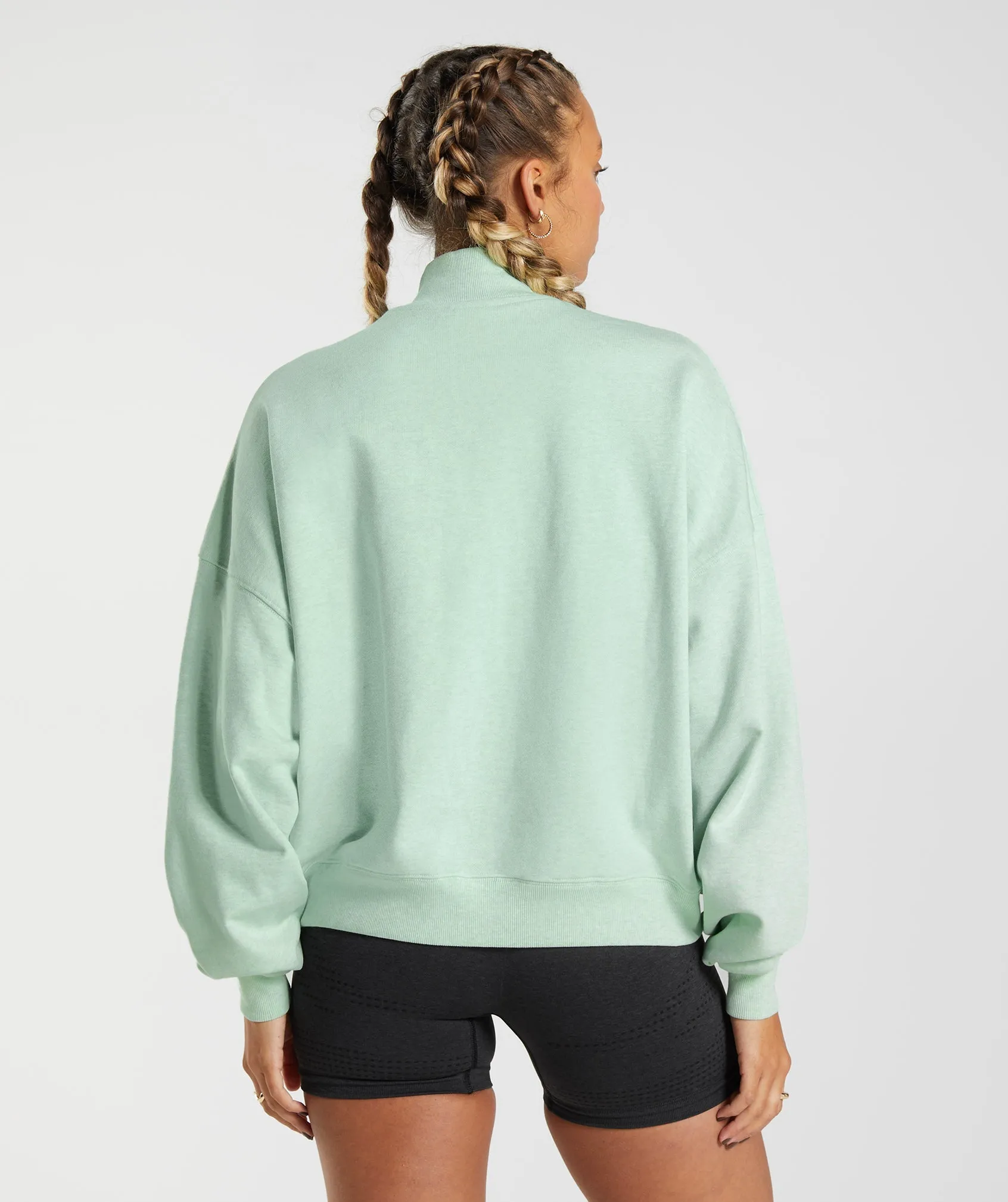 Gymshark Rest Day Sweats 1/2 Zip Pullover - Refreshing Green Marl