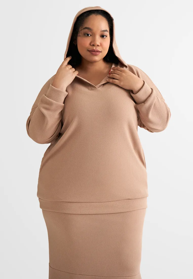 Harley Long Sleeve Waffle Hoodie Long Top