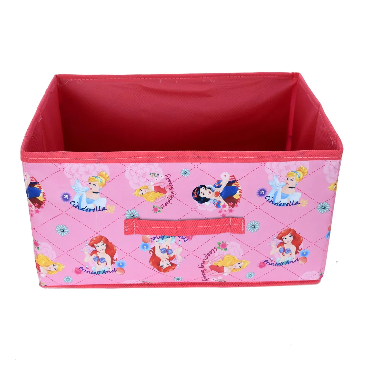 Kuber Industries Disney Princess Drawer Storage Box | Non Woven Clothes Organizer For Toys | Storage Box for Books | Storage Box with Handle | Pink