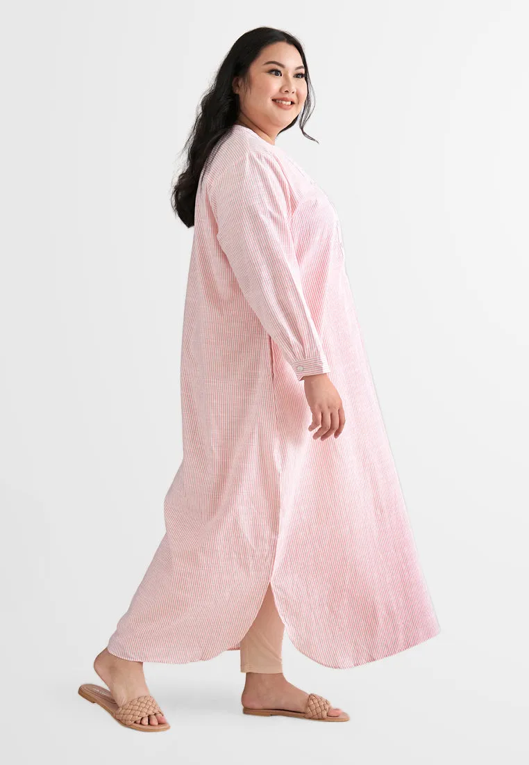 Laura Stripes Long Shirt Jubah Dress - Blue