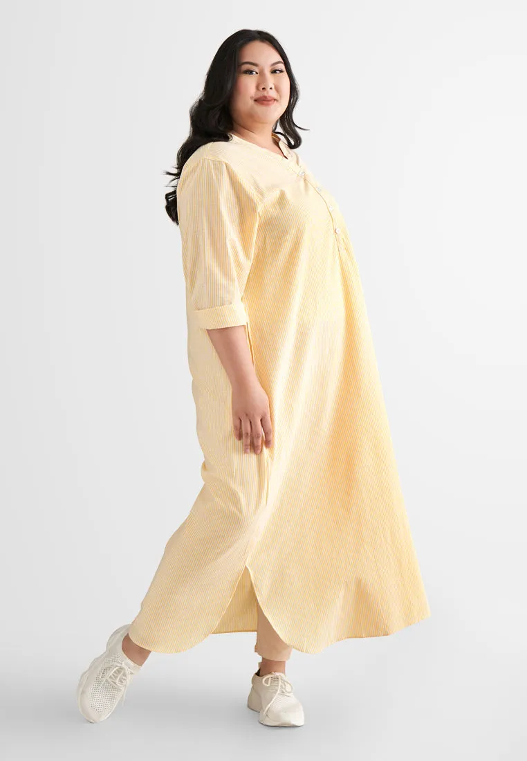 Laura Stripes Long Shirt Jubah Dress - Blue
