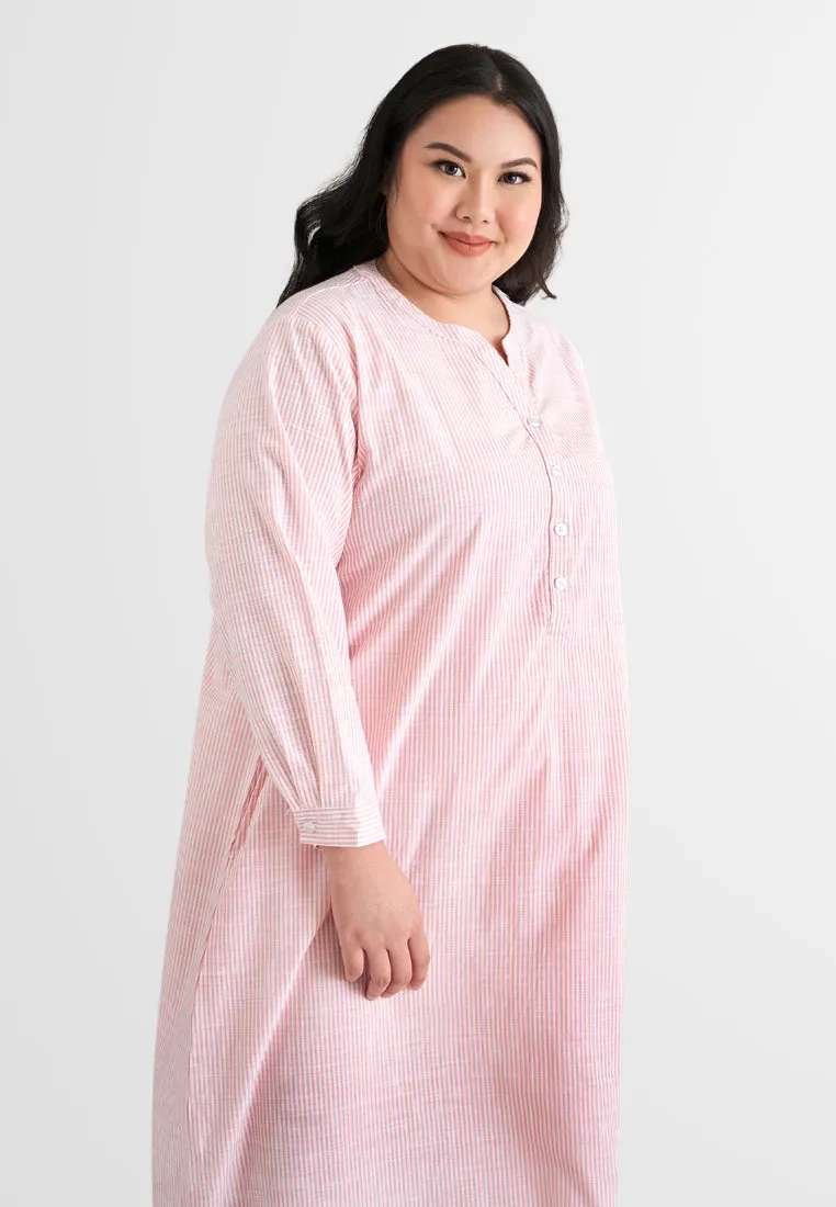 Laura Stripes Long Shirt Jubah Dress