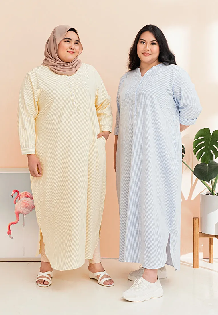 Laura Stripes Long Shirt Jubah Dress