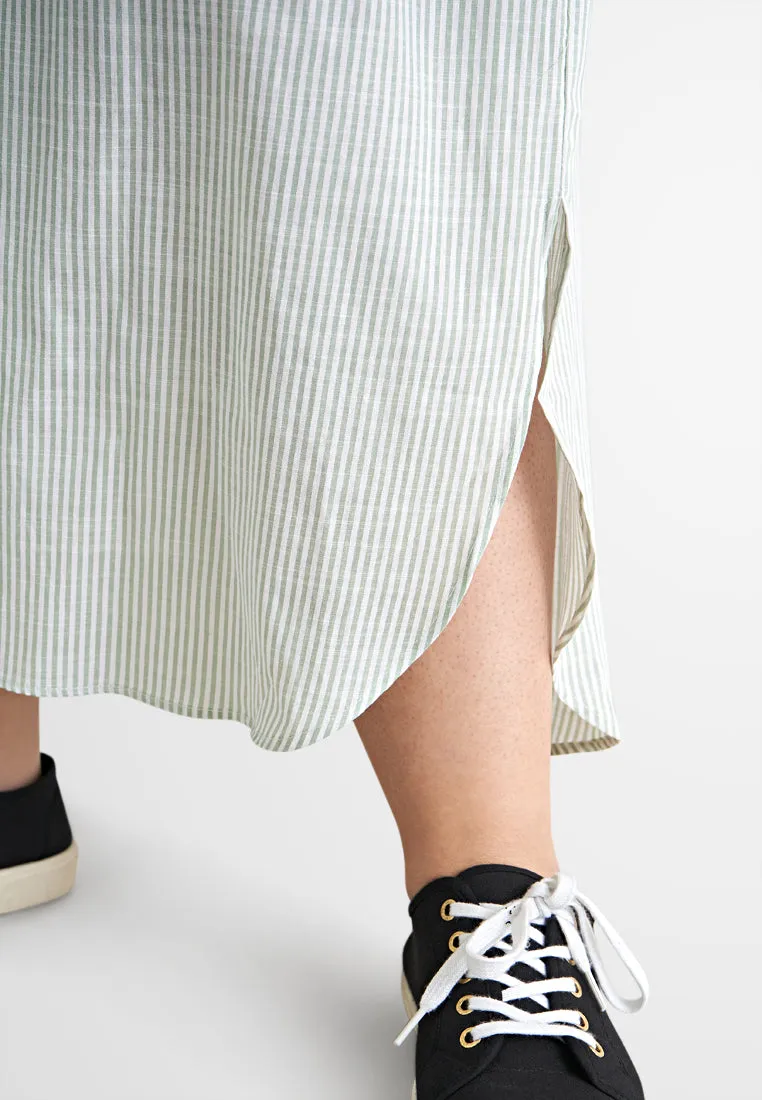 Laura Stripes Long Shirt Jubah Dress