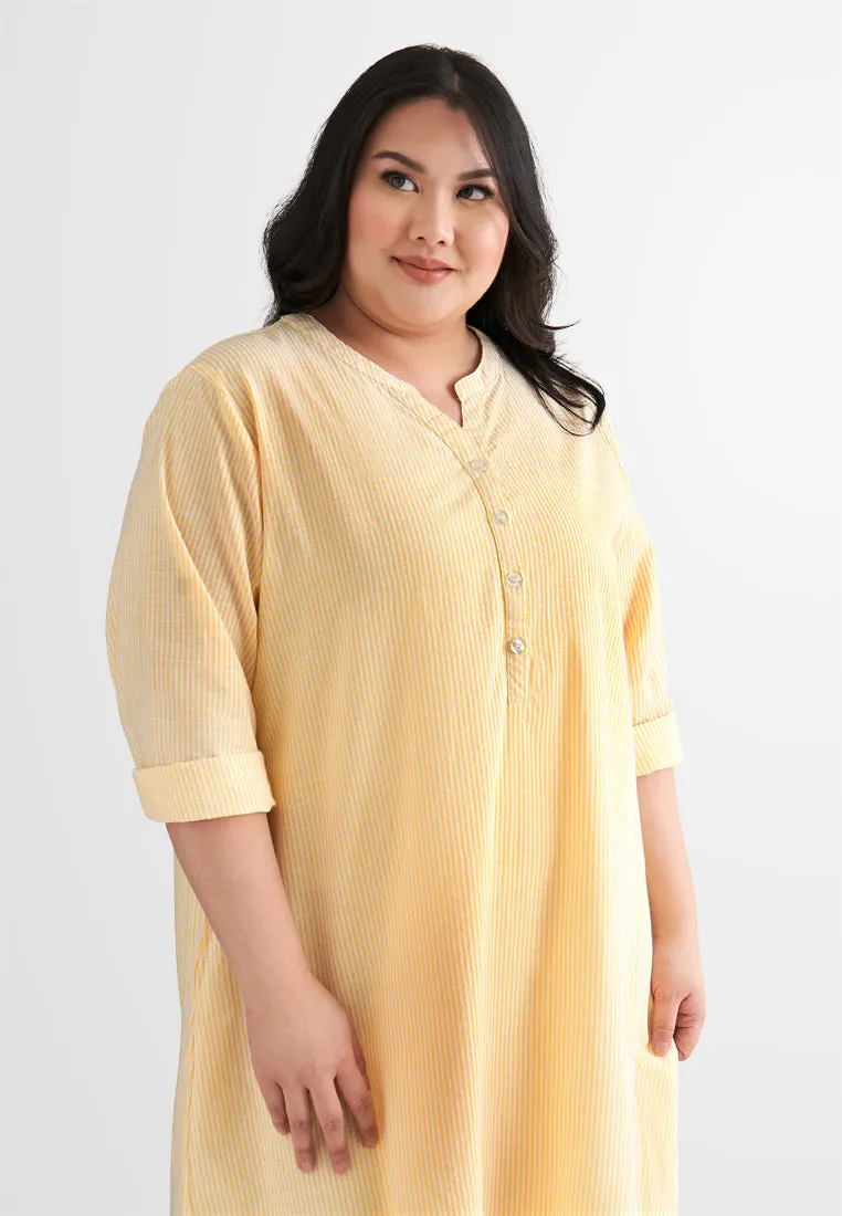 Laura Stripes Long Shirt Jubah Dress