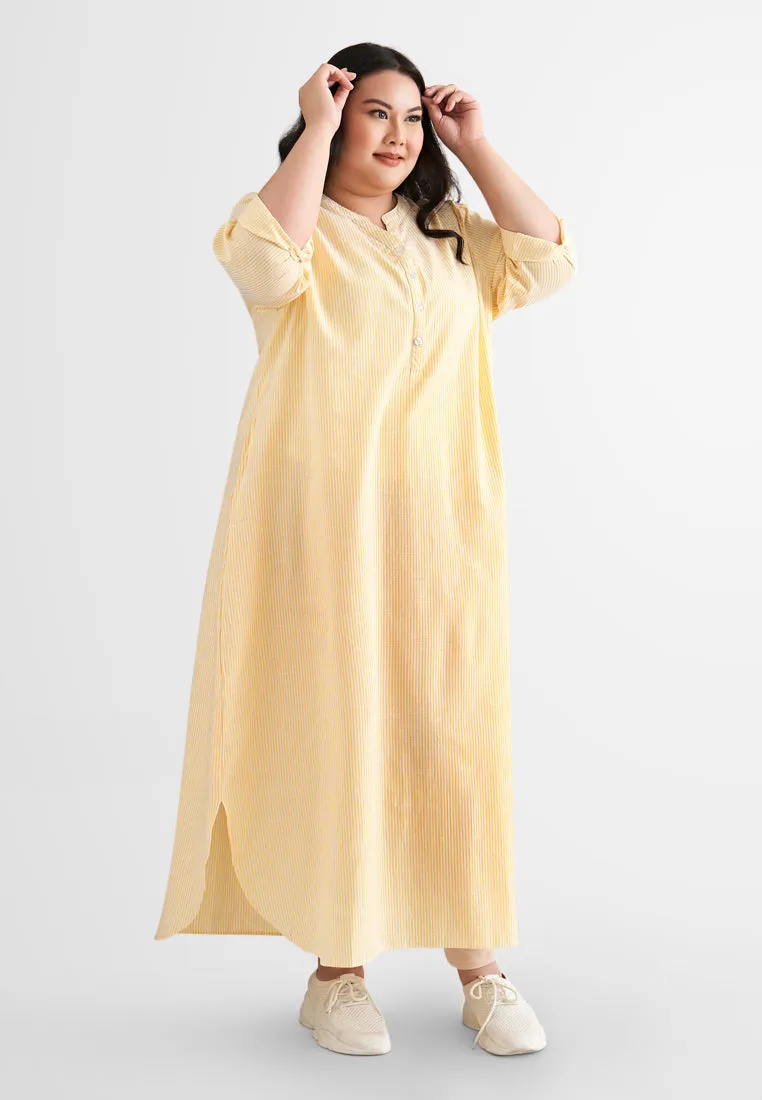 Laura Stripes Long Shirt Jubah Dress
