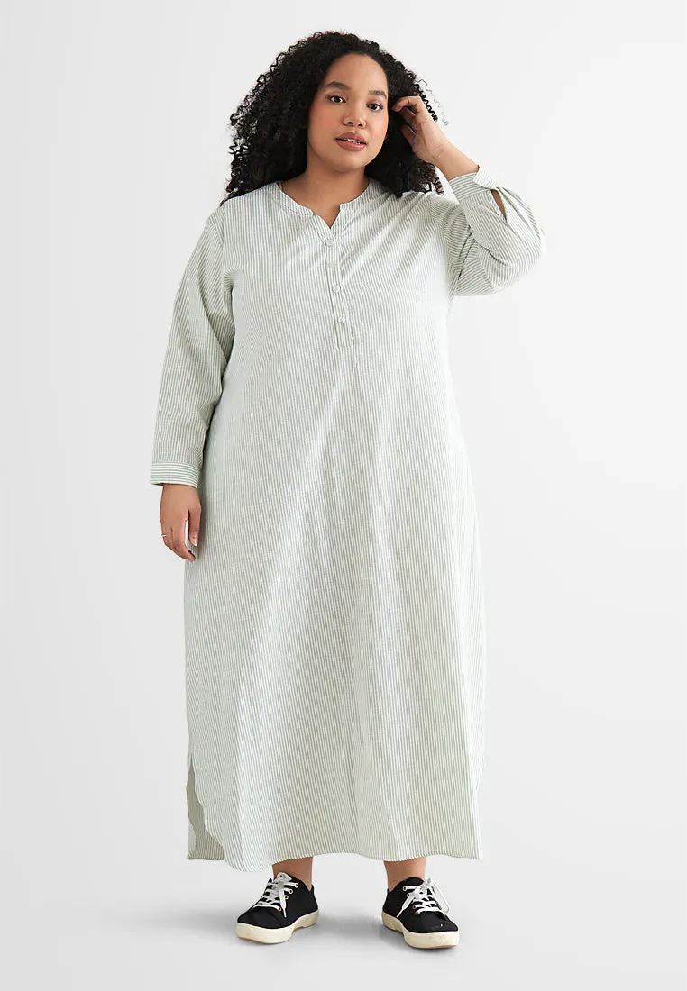 Laura Stripes Long Shirt Jubah Dress