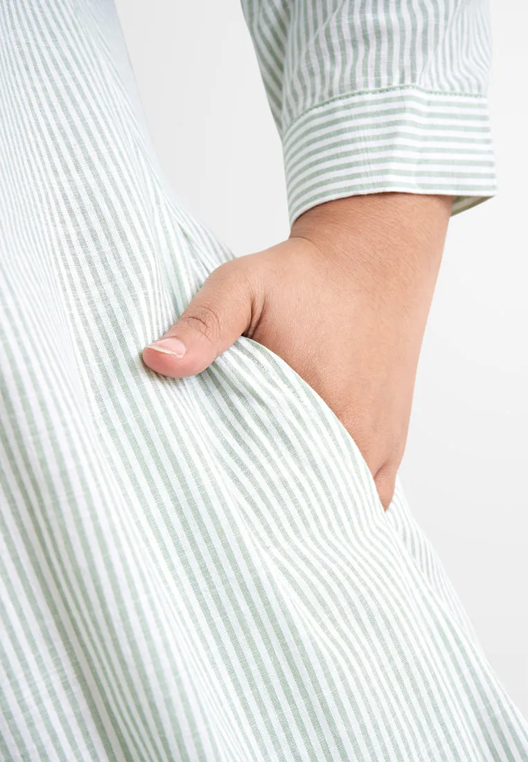 Laura Stripes Long Shirt Jubah Dress