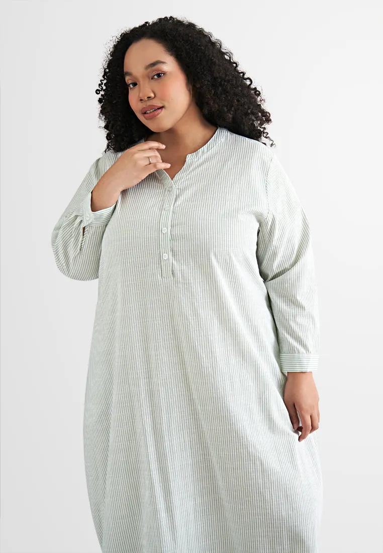 Laura Stripes Long Shirt Jubah Dress