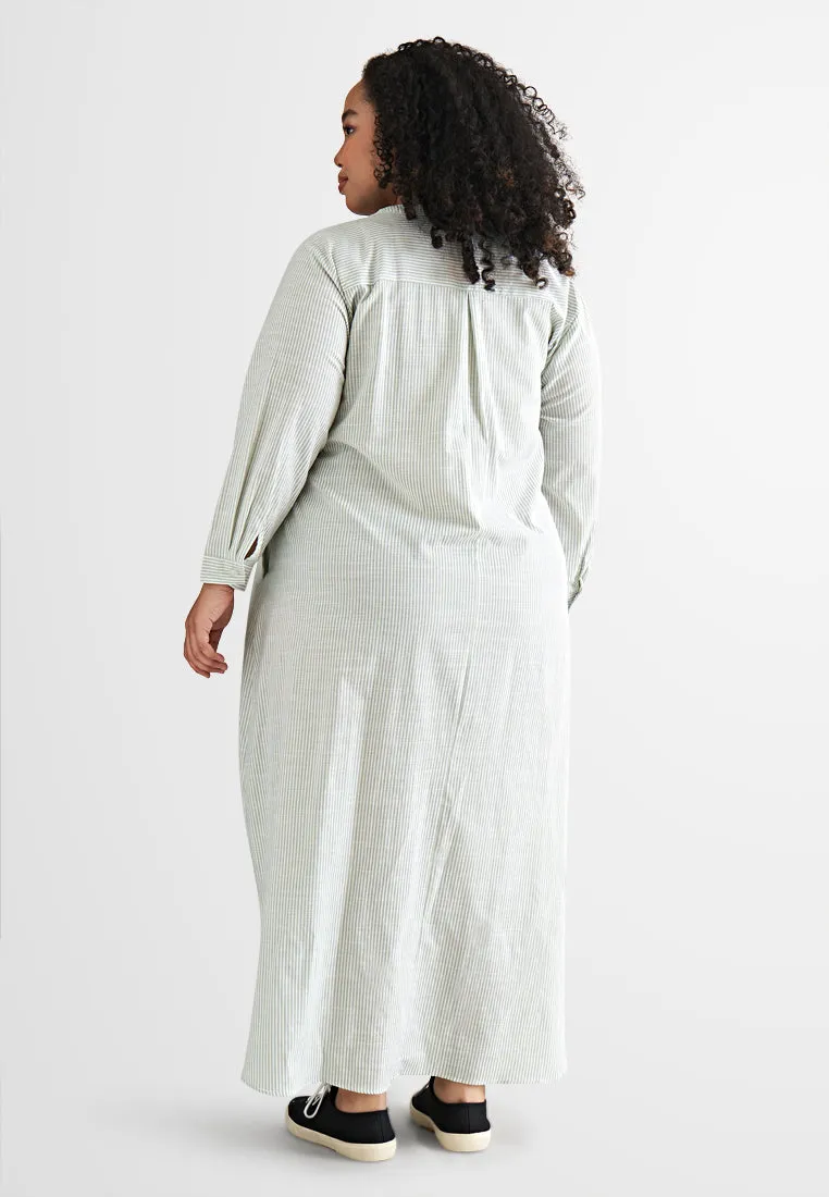 Laura Stripes Long Shirt Jubah Dress