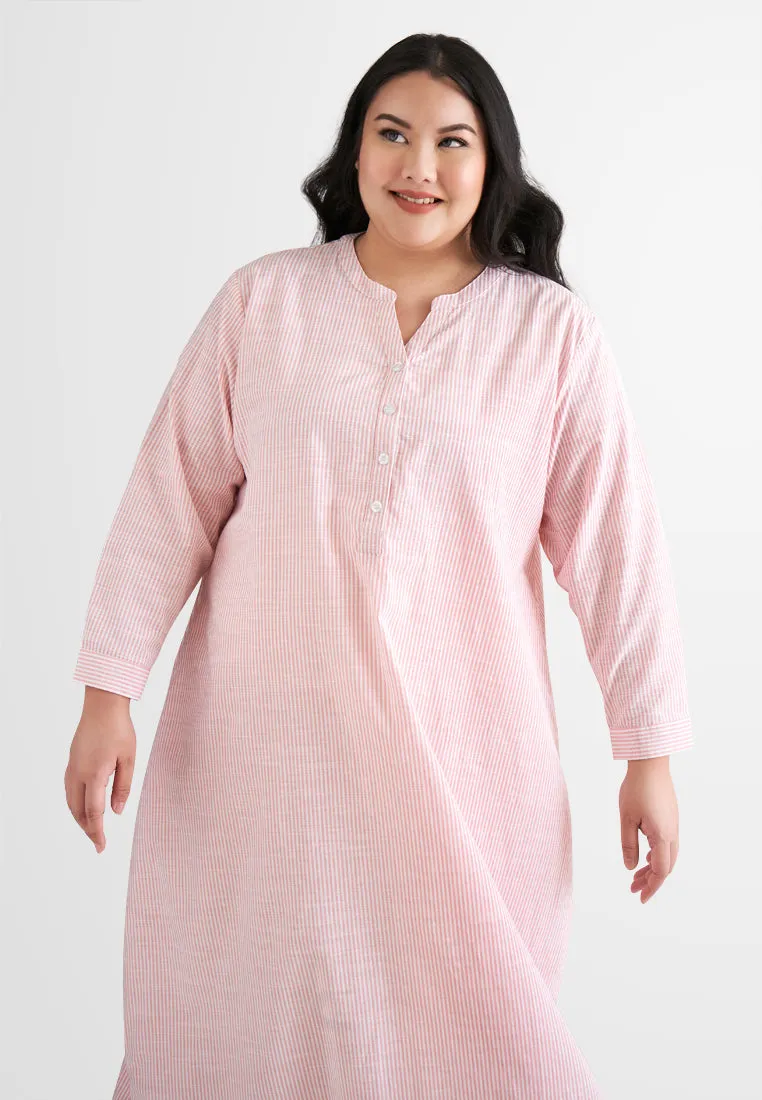 Laura Stripes Long Shirt Jubah Dress