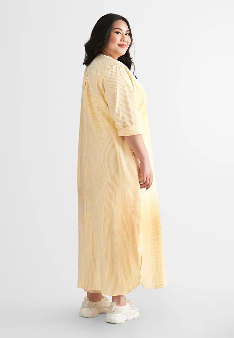 Laura Stripes Long Shirt Jubah Dress