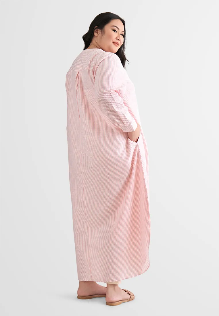 Laura Stripes Long Shirt Jubah Dress