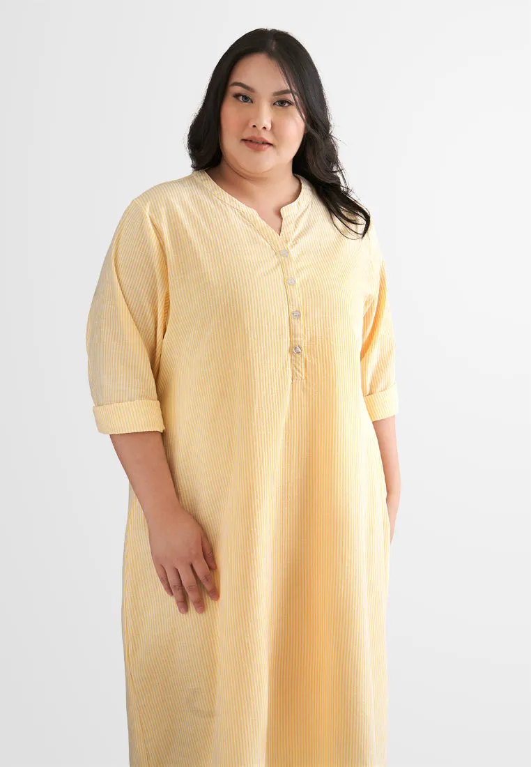 Laura Stripes Long Shirt Jubah Dress