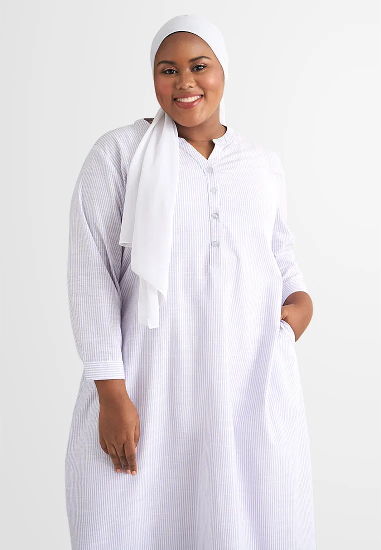 Laura Stripes Long Shirt Jubah Dress