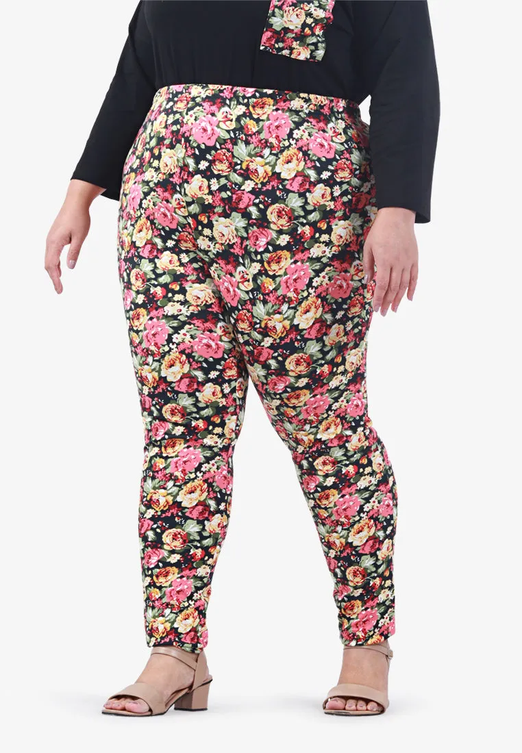 Leci Fun Printed Leggings - Red Floral