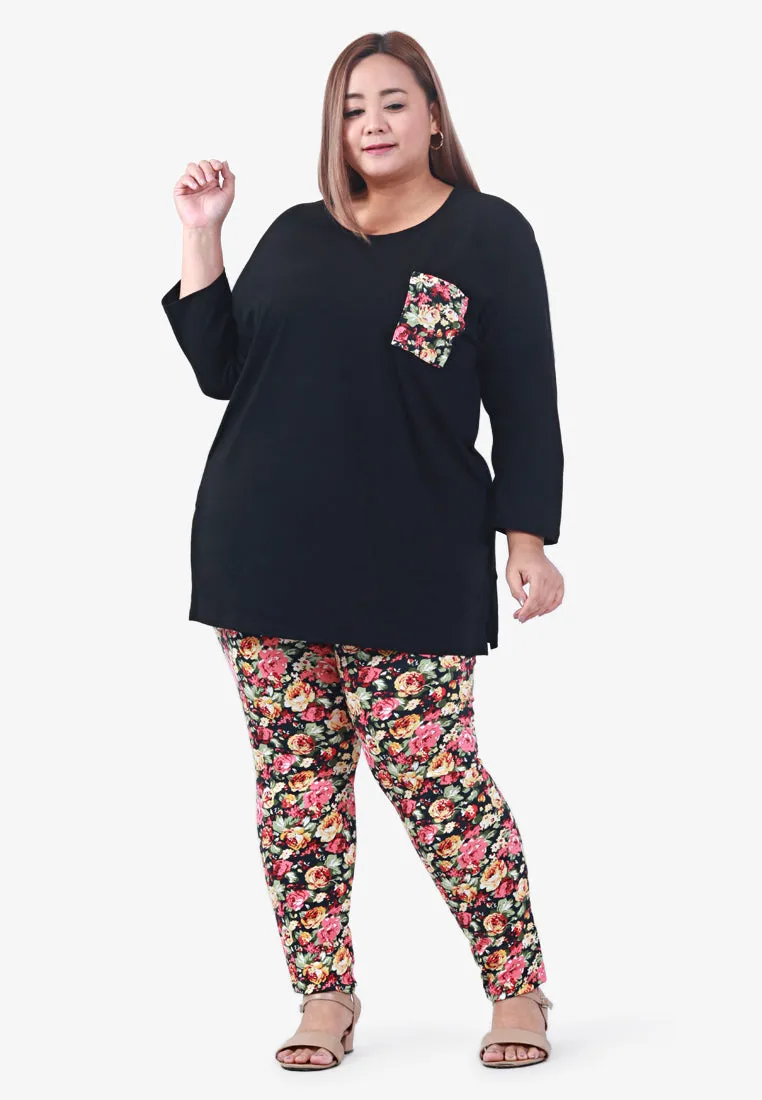 Leci Fun Printed Leggings - Red Floral
