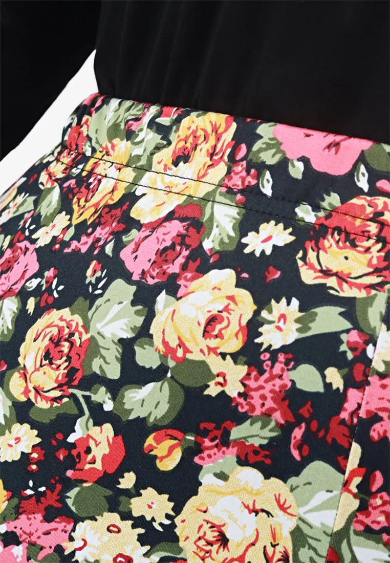 Leci Fun Printed Leggings - Red Floral